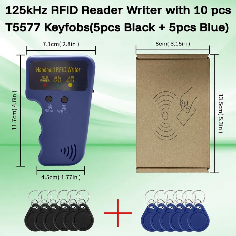 BABIQT Handheld ID Copier 125khz RFID Reader Writer Duplicator Handheld RFID Copiers Used for T5577 or EM4305 + 10 pcs Blank T5577 Keyfobs - Image 2